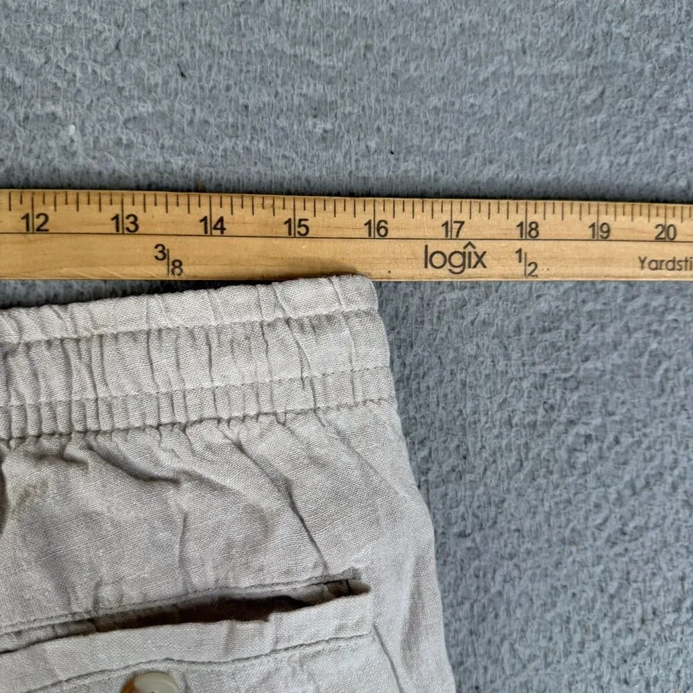 LINEN CHINO  Pants Mens M Beige Pull On Casual Beachy Resort Coastal Panama Jack
